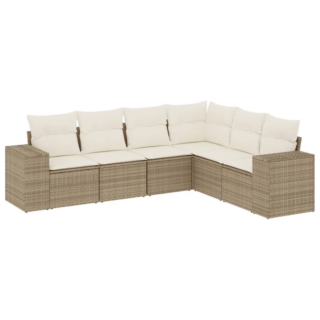 Salon de jardin avec coussins 6 pcs beige résine tressée