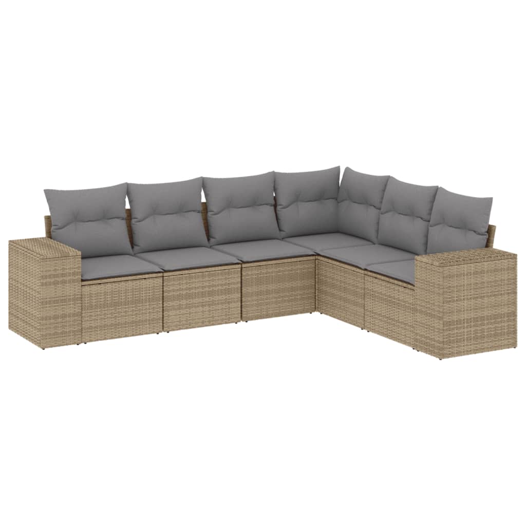 Salon de jardin avec coussins 6 pcs beige résine tressée