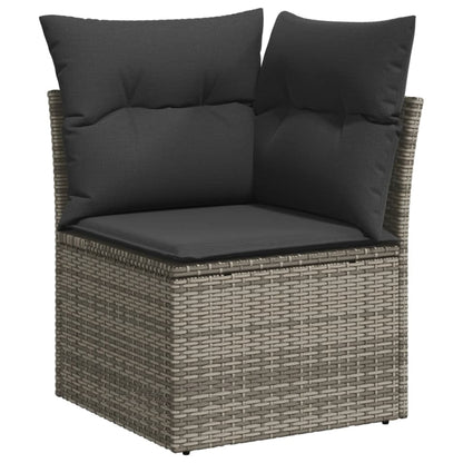 Salon de jardin 6 pcs avec coussins gris résine tressée