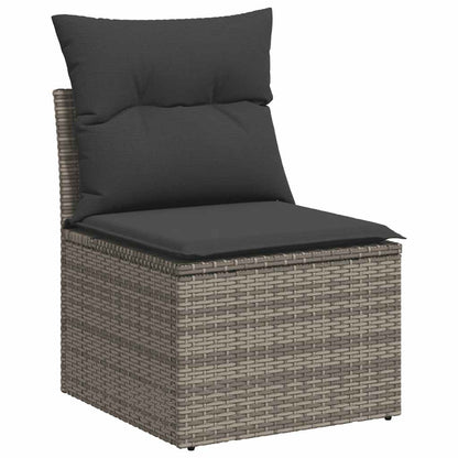 Salon de jardin 6 pcs avec coussins gris clair résine tressée