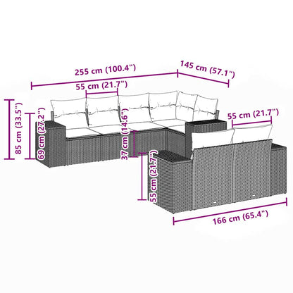 Salon de jardin avec coussins 7 pcs gris clair résine tressée