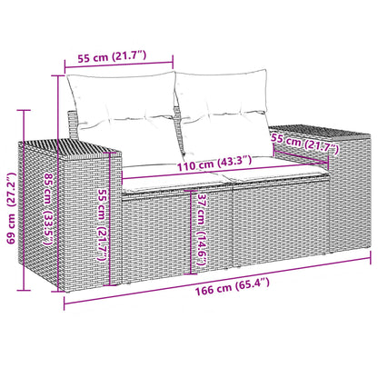 Salon de jardin avec coussins 7 pcs gris résine tressée