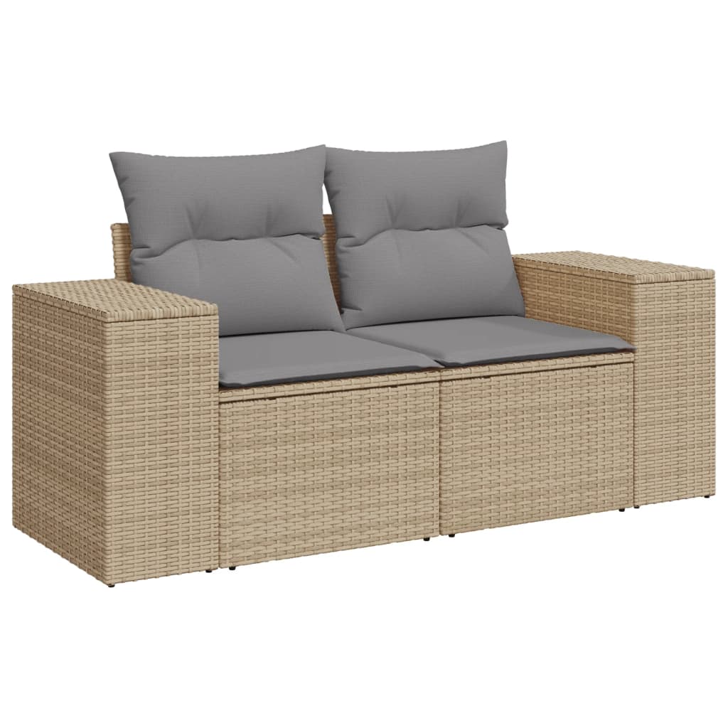 Salon de jardin avec coussins 6 pcs beige résine tressée