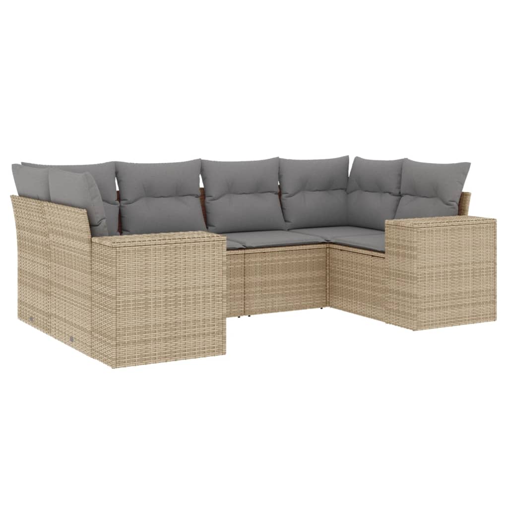 Salon de jardin avec coussins 6 pcs beige résine tressée