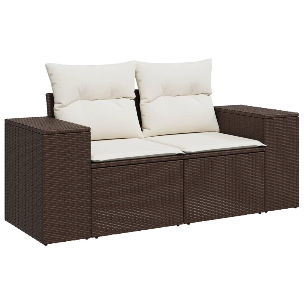 Salon de jardin avec coussins 6 pcs marron résine tressée