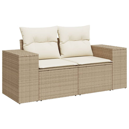 Salon de jardin avec coussins 10 pcs beige résine tressée