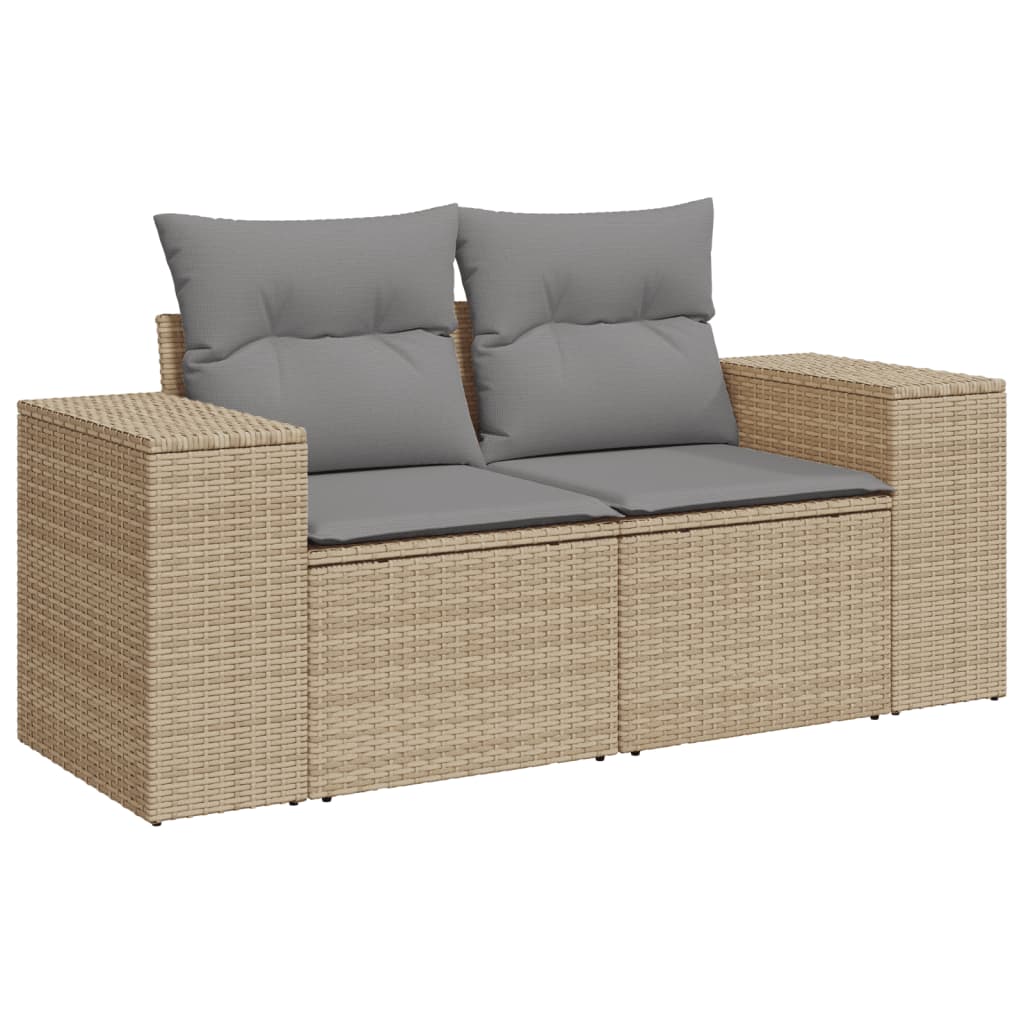 Salon de jardin avec coussins 10 pcs beige résine tressée