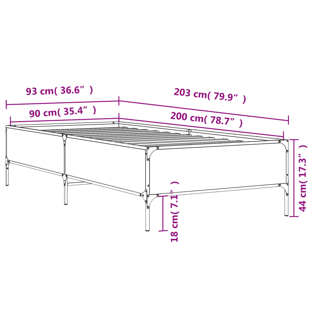 Cadre de lit sans matelas noir 90x200 cm