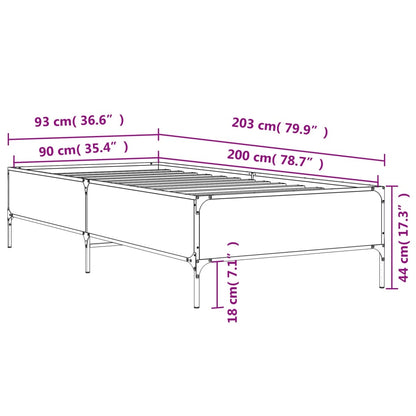 Cadre de lit sans matelas chêne sonoma 90x200 cm