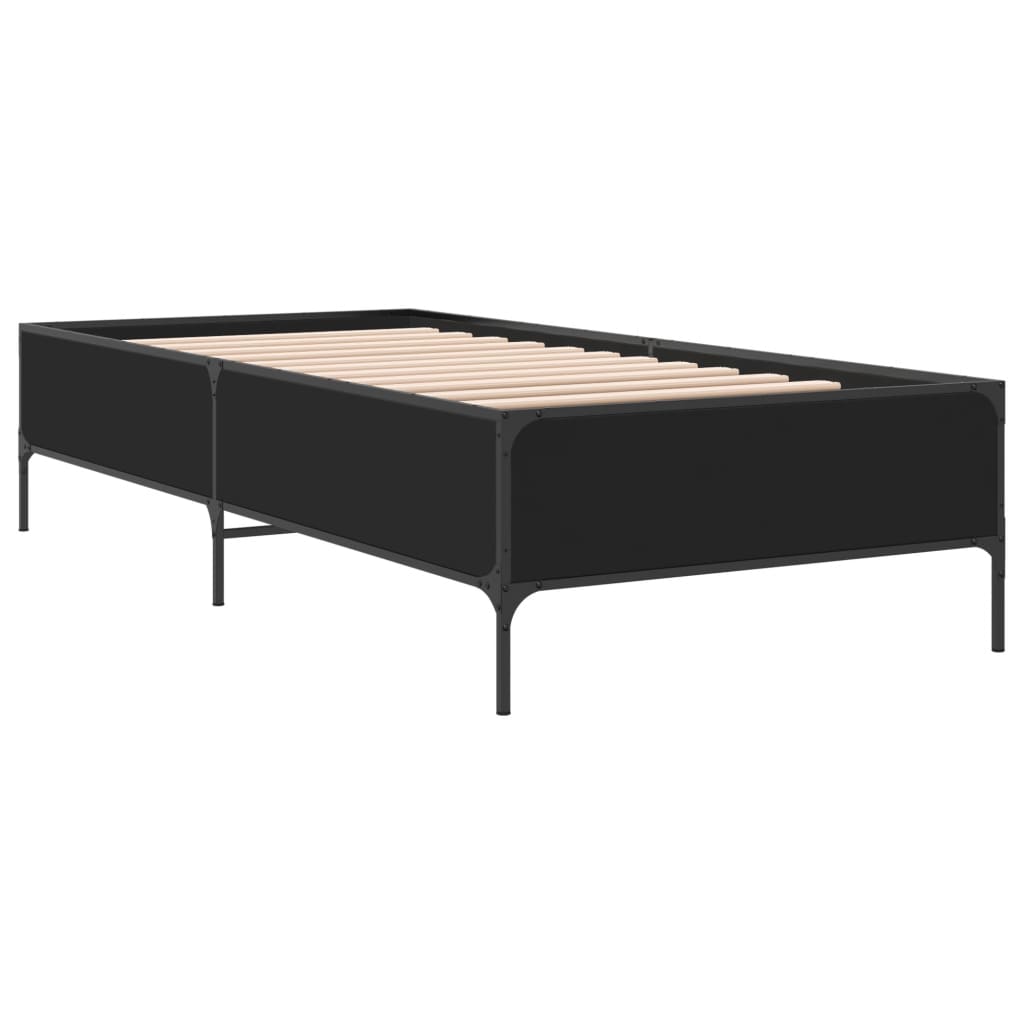 Cadre de lit sans matelas noir 75x190 cm