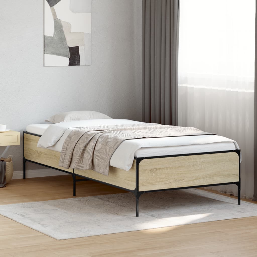 Cadre de lit sans matelas chêne sonoma 75x190 cm