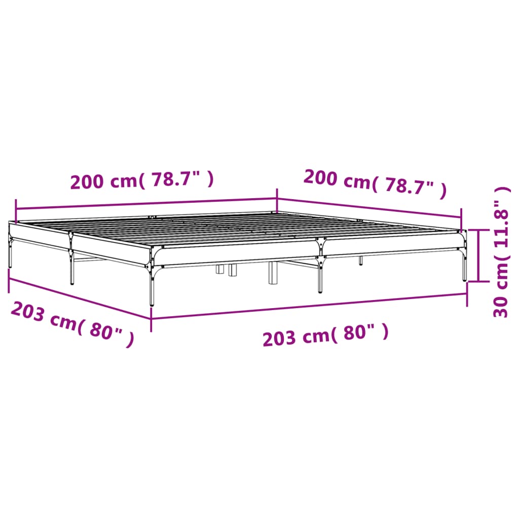 Cadre de lit sans matelas noir 200x200 cm