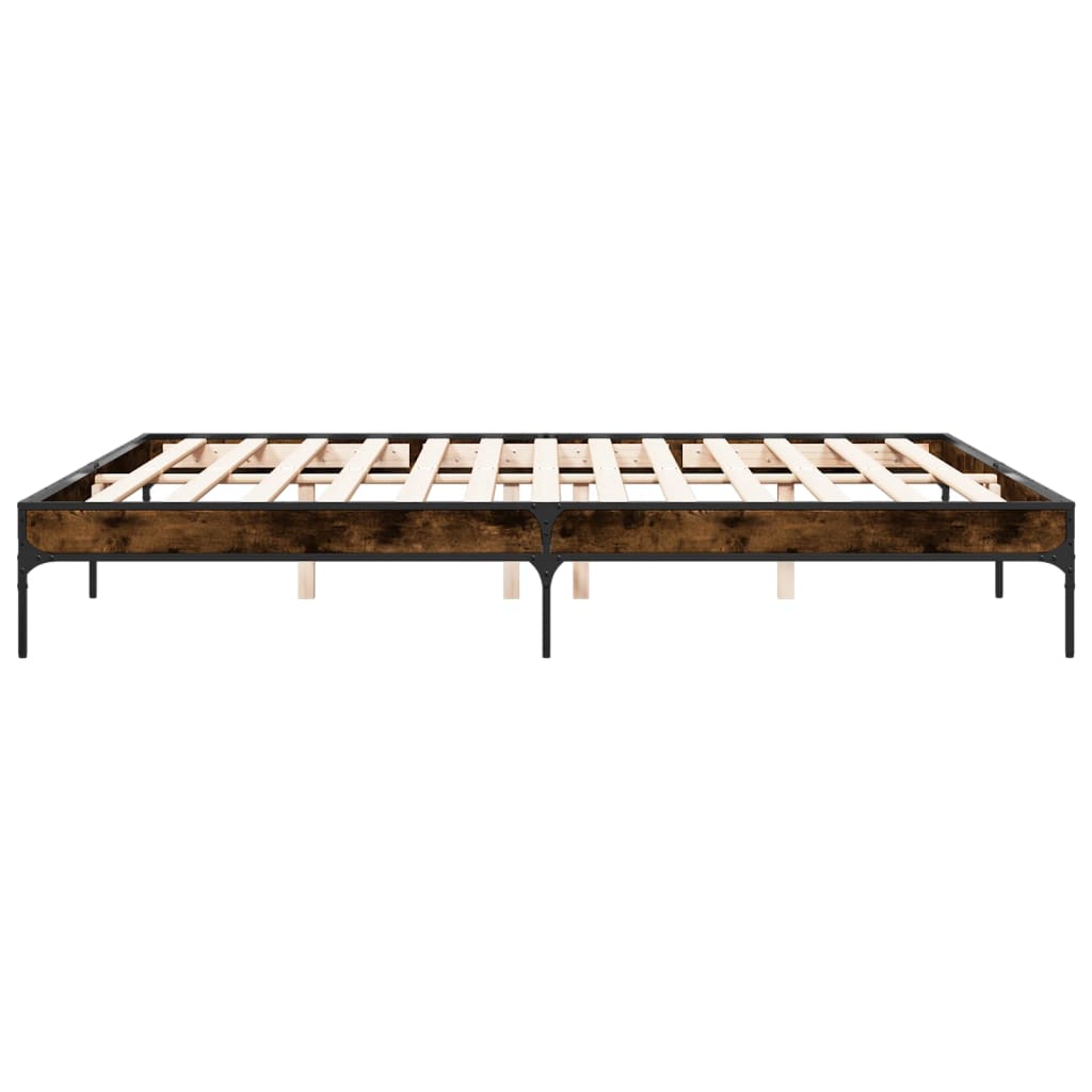 Cadre de lit sans matelas chêne fumé 200x200 cm