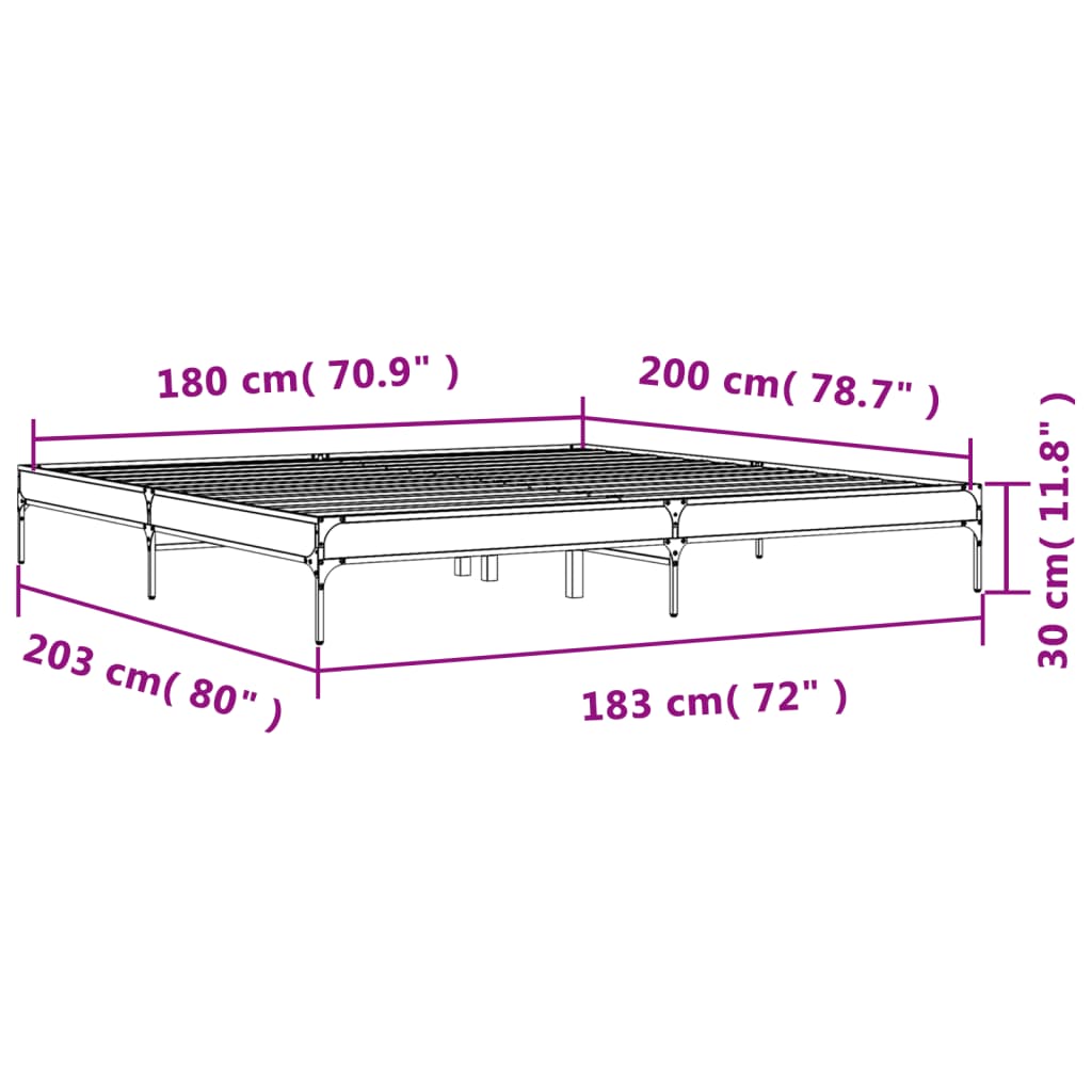 Cadre de lit sans matelas chêne sonoma 180x200 cm