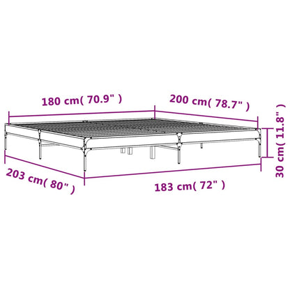 Cadre de lit sans matelas chêne fumé 180x200 cm