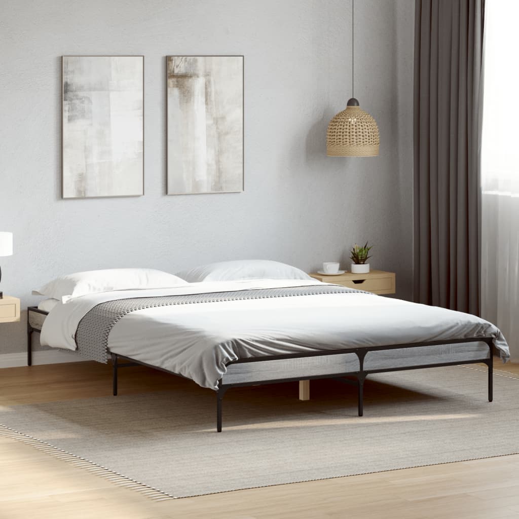 Cadre de lit sans matelas sonoma gris 160x200 cm