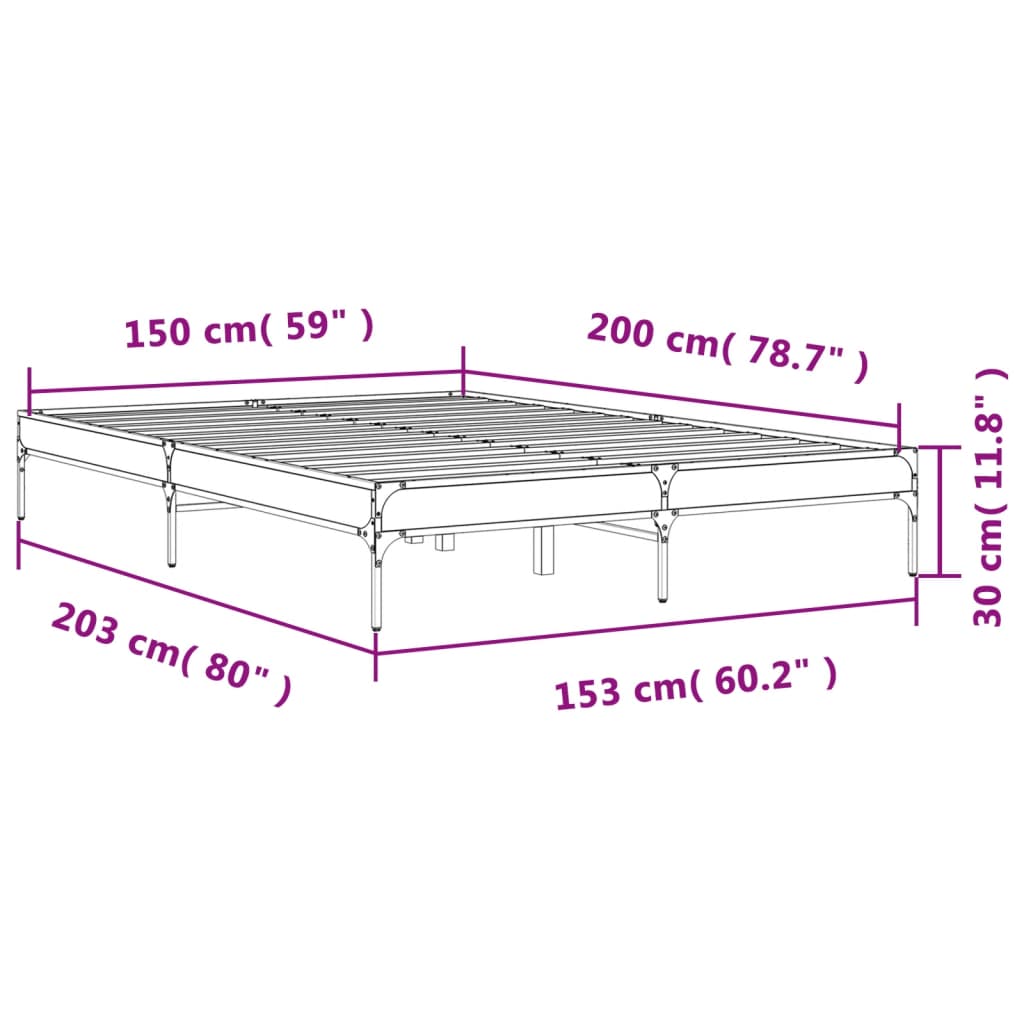 Cadre de lit sans matelas noir 150x200 cm