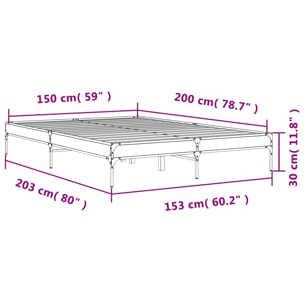 Cadre de lit sans matelas chêne sonoma 150x200 cm