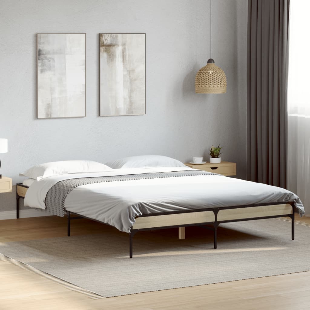 Cadre de lit sans matelas chêne sonoma 150x200 cm