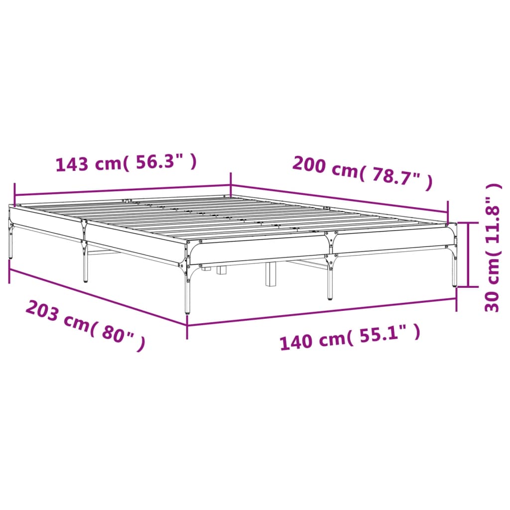 Cadre de lit sans matelas chêne sonoma 140x200 cm