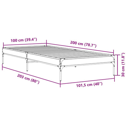 Cadre de lit sans matelas noir 100x200 cm