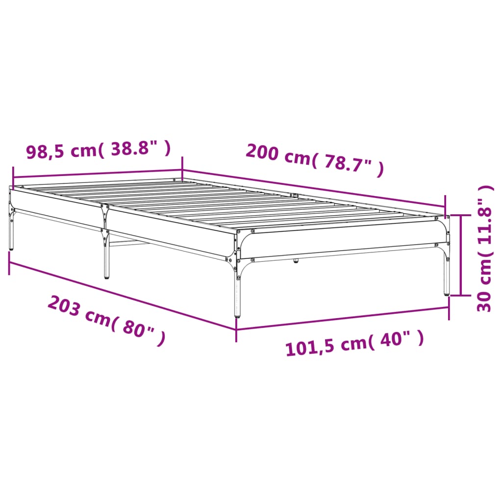 Cadre de lit sans matelas chêne sonoma 100x200 cm