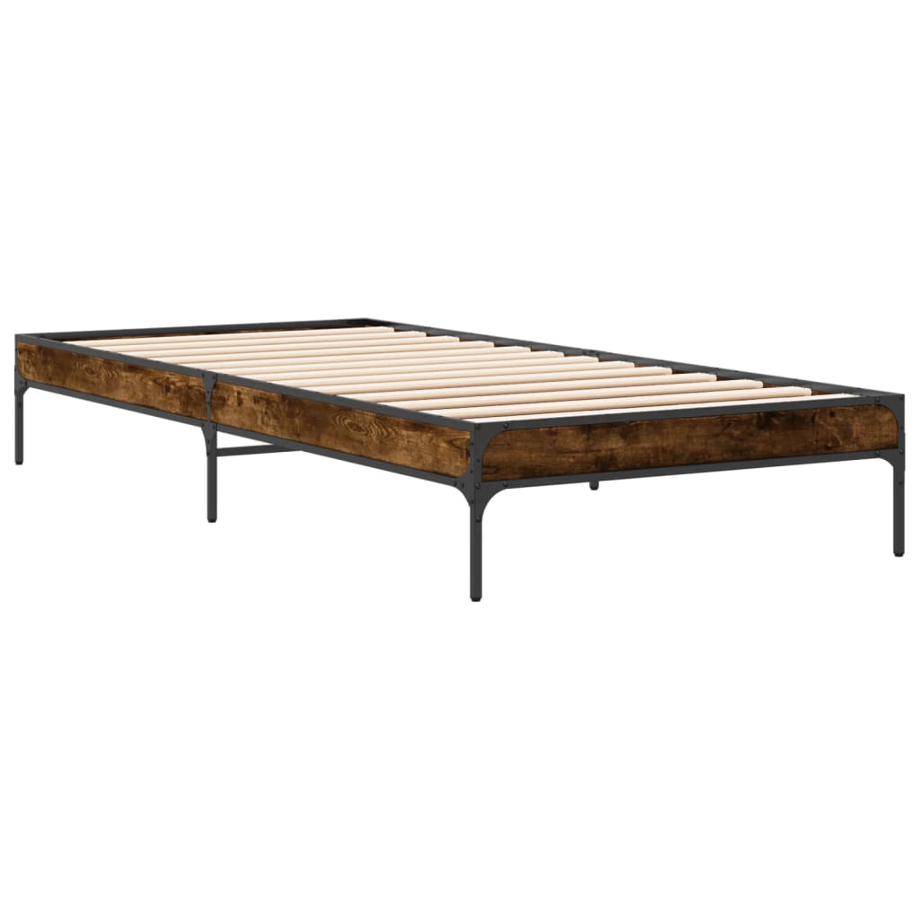 Cadre de lit sans matelas chêne fumé 100x200 cm