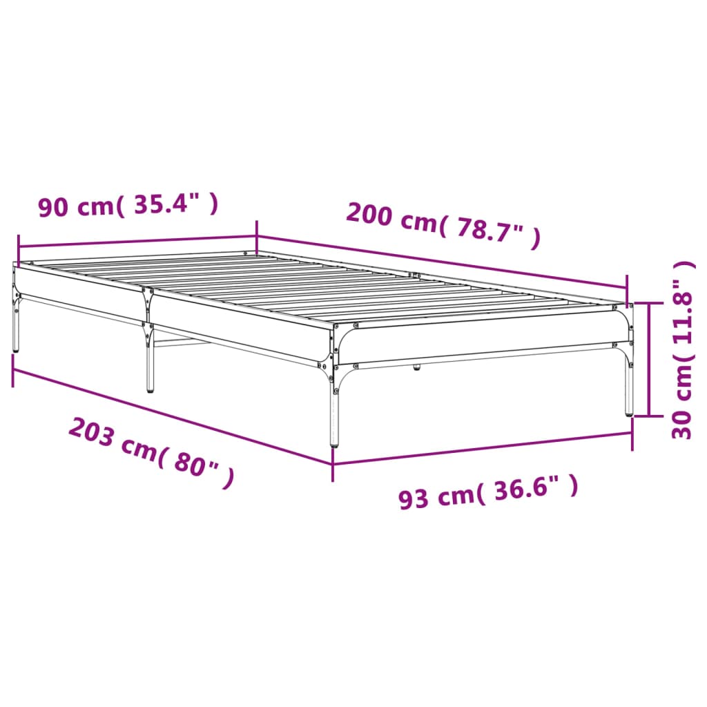 Cadre de lit sans matelas chêne sonoma 90x200 cm