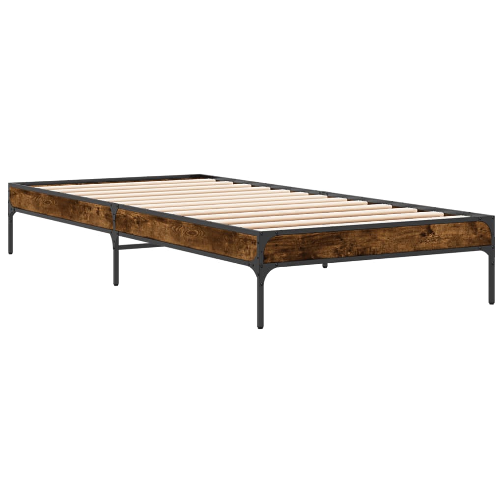 Cadre de lit sans matelas chêne fumé 90x200 cm