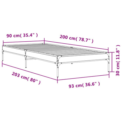 Cadre de lit sans matelas chêne fumé 90x200 cm