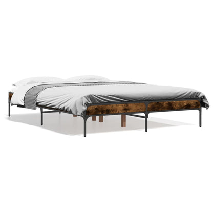 Cadre de lit sans matelas chêne fumé 135x190 cm