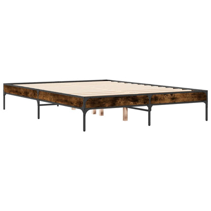 Cadre de lit sans matelas chêne fumé 135x190 cm