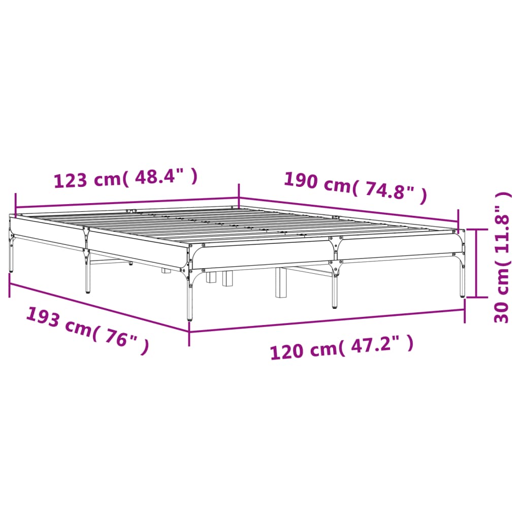 Cadre de lit sans matelas noir 120x190 cm