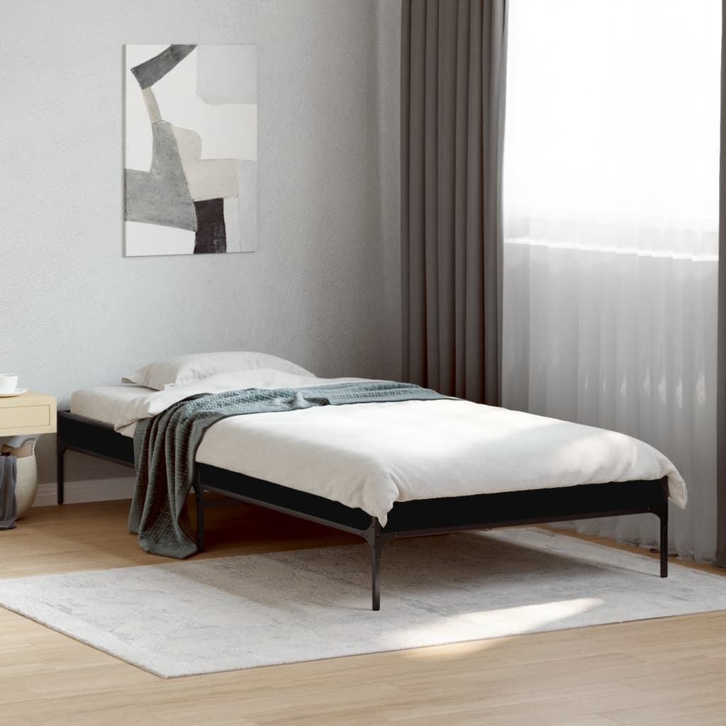 Cadre de lit sans matelas noir 75x190 cm