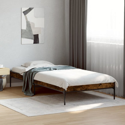 Cadre de lit sans matelas chêne fumé 75x190 cm