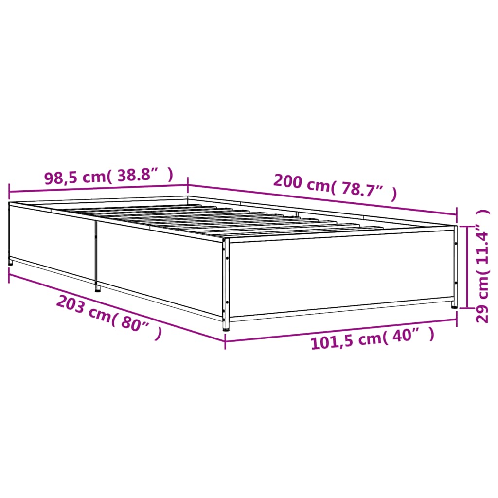 Cadre de lit sans matelas chêne sonoma 100x200 cm