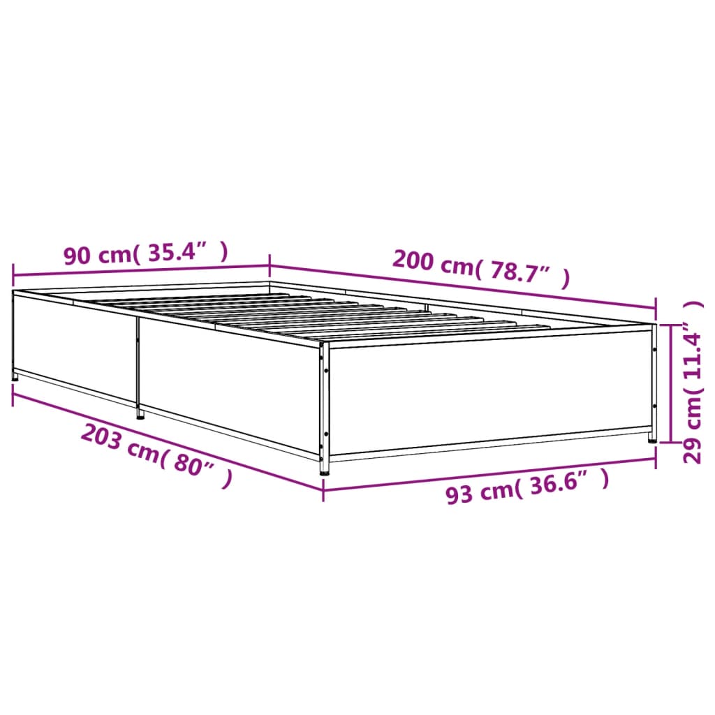 Cadre de lit sans matelas noir 90x200 cm