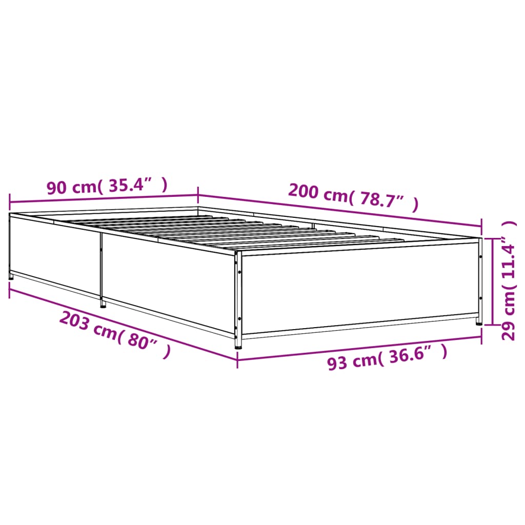 Cadre de lit sans matelas chêne marron 90x200 cm