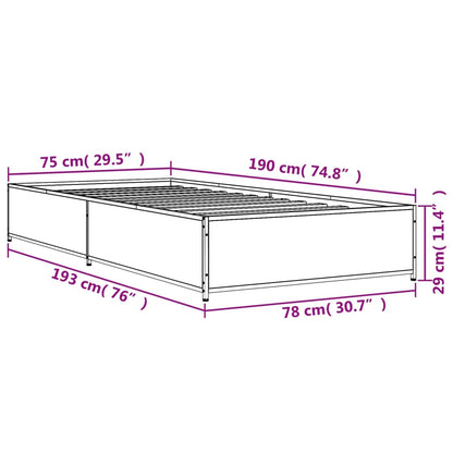 Cadre de lit sans matelas noir 75x190 cm