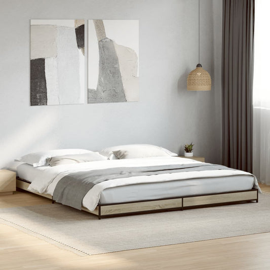 Cadre de lit sans matelas chêne sonoma 200x200 cm