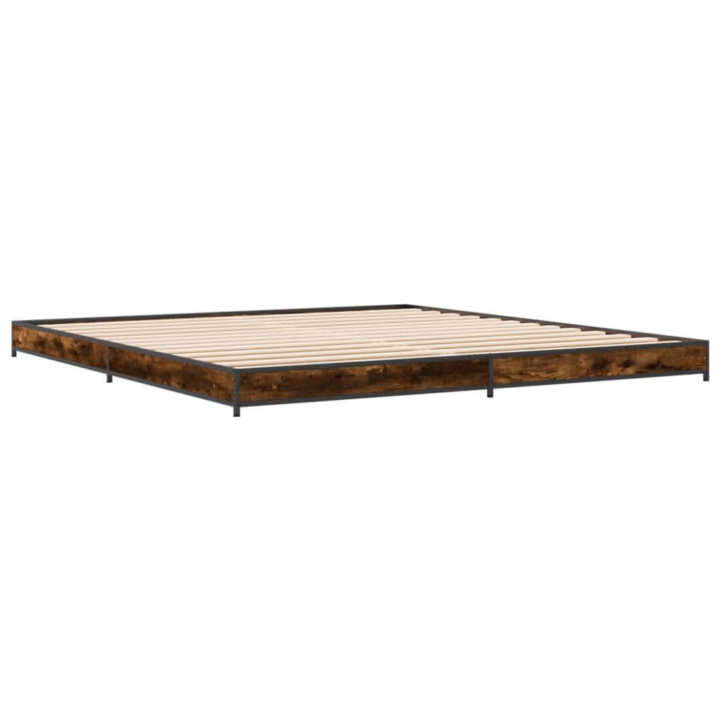 Cadre de lit sans matelas chêne fumé 200x200 cm