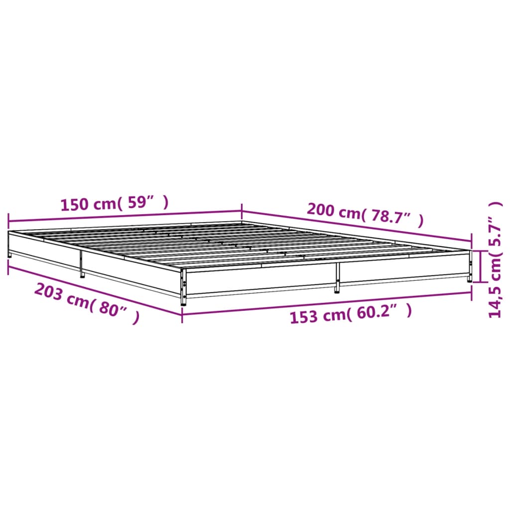 Cadre de lit sans matelas noir 150x200 cm