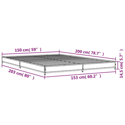 Cadre de lit sans matelas chêne fumé 150x200 cm