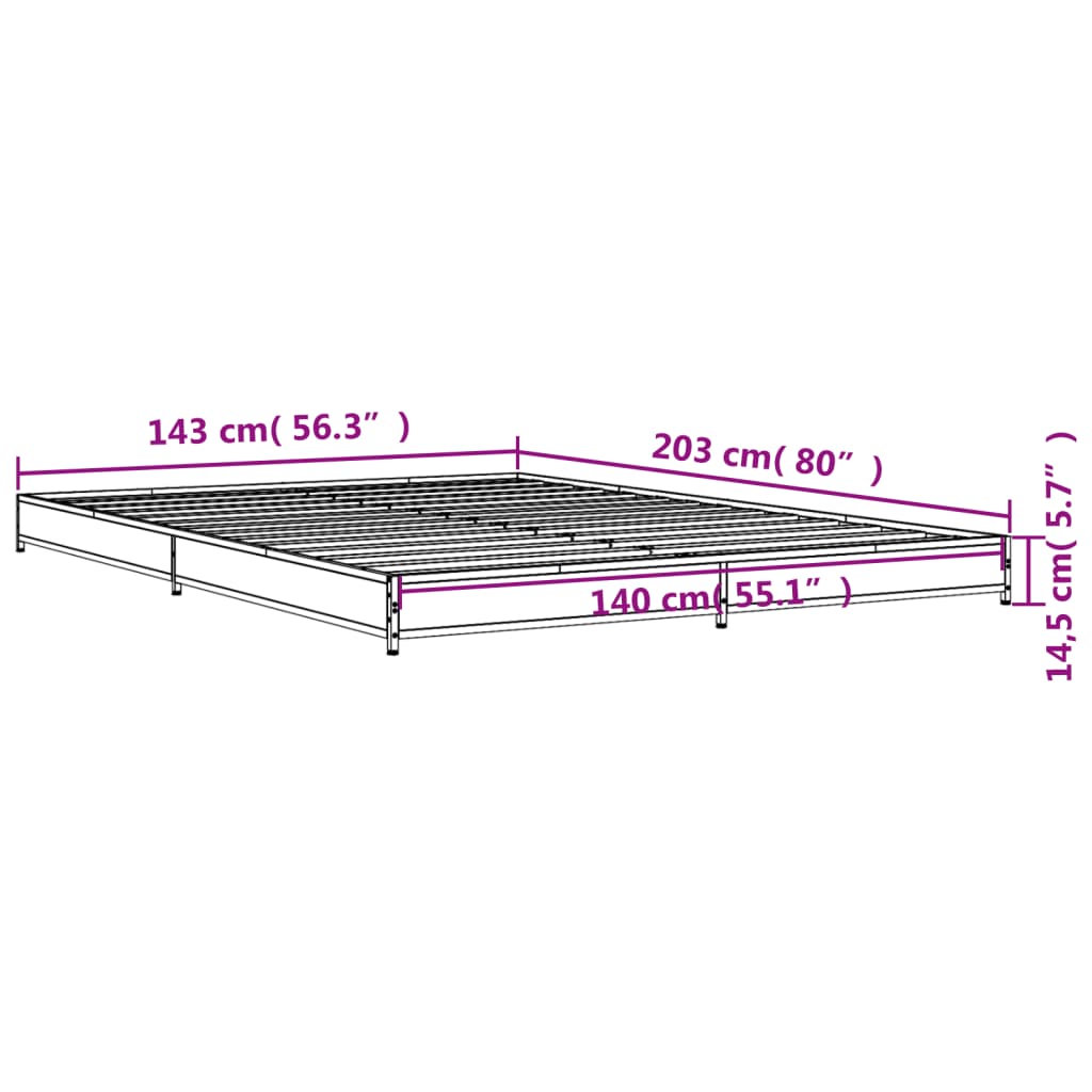 Cadre de lit sans matelas noir 140x200 cm