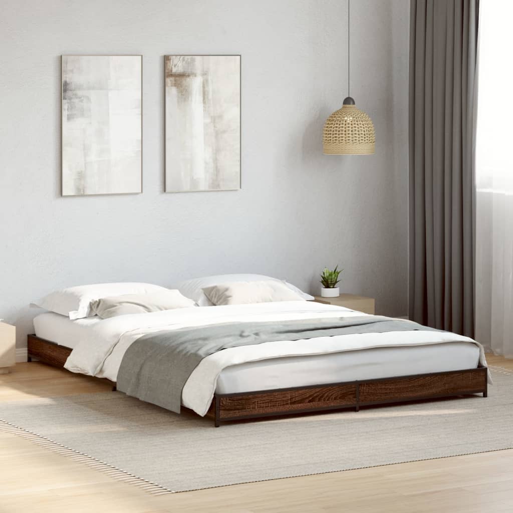 Cadre de lit sans matelas chêne marron 120x200 cm