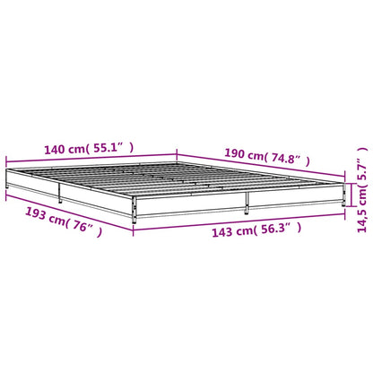 Cadre de lit sans matelas noir 140x190 cm