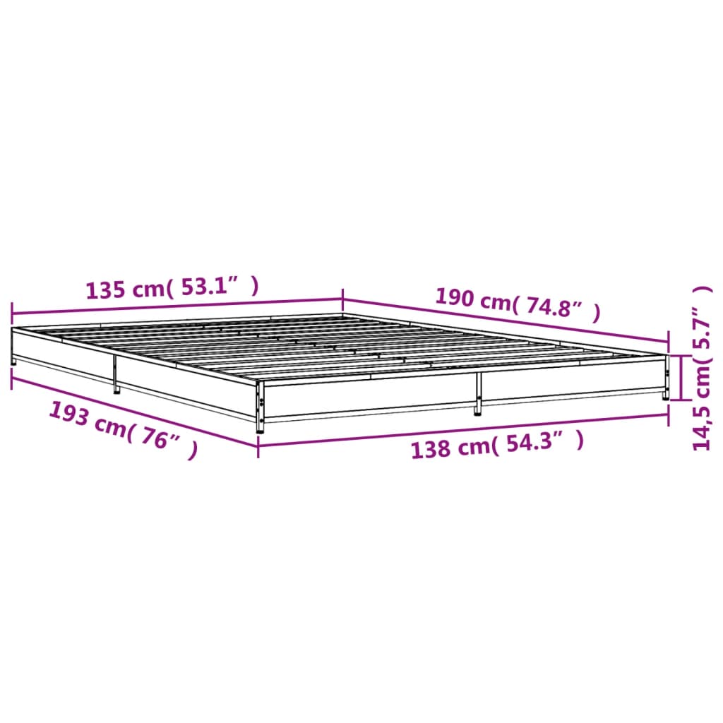 Cadre de lit sans matelas noir 135x190 cm