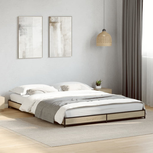 Cadre de lit sans matelas chêne sonoma 135x190 cm