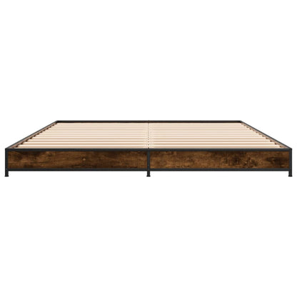 Cadre de lit sans matelas chêne fumé 135x190 cm