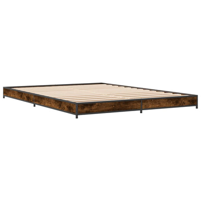 Cadre de lit sans matelas chêne fumé 135x190 cm